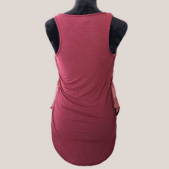 MOSSIMO Burgundy Burnout Velvet Tank Top V Neck Sleeveless Blouse Shirt - Picture 4 of 9